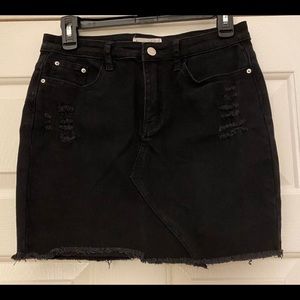Womens Black Distressed Denim Skirt NWOT Medium